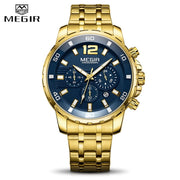 MEGIR Sport Watch Men Fashion Stainless Steel Quartz Wristwatch Military Chronograph Clock Business Casual Waterproof Watches