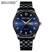 BELUSHI Men Watch Waterproof Stainless Steel Quartz Clock Top Brand Luxury Mens Watches Fashion Business Calendar Wristwatch