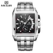 MEGIR Fashion Chronograph Watches Top Luxury Brand Stainless Steel Waterproof Quartz Watch Men Business Date Wristwatches