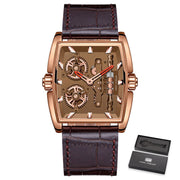 Relogio Masculino MINI FOCUS New Chronograph Watches Top Brand Luxury Leather Band Quartz Clock Waterproof Square Dial Watch