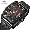 MINI FOCUS Men Business Watch Unique Design Rotating Wheels Dial Waterproof Quartz Wriswatch Stainless Steel Relogio Masculino