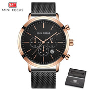 MINI FOCUS Mens Watches Fashion Top Brand White Chronograph Sport Waterproof Quartz Wristwatch For Men Clock Relogio Masculino