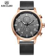 MEGIR Fashion New Watch Men Waterproof Business Full Steel Quartz Chronograph Top Brand Luxury Mens Watches Relogio Masculino