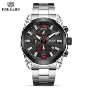 MEGIR New Mens Watches Luxury Famous Top Brand Stainless Steel Chronograph Waterproof Quartz Sport Men Watch Relogio Masculino