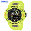 SMAEL Brand Watch Men Dual Display LED Digital Analog Wristwatches Youth Stopwatch Sport Electronic Quartz Waterproof Male Clock