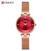 Luxury Brand CURREN Fashion Ladies Watches Rose Gold Mesh Belt Quartz Women Watch Minimalism Rhinestone Female Waterproof Clock