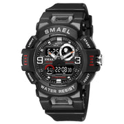 SMAEL Brand Watch Men Dual Display LED Digital Analog Wristwatches Youth Stopwatch Sport Electronic Quartz Waterproof Male Clock