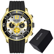 MEGIR Mens Watch Sports Chronograph Silicone Strap Quartz Watch For Men Big Dial Waterproof Man Date Clock Male Wristwatch + BOX