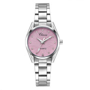 CHENXI Ladies Quartz Wristwatch Round Pink Rhinestone Dial Brand Female Waterproof Stainless Steel Watch Women Dress watches