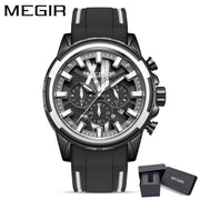 MEGIR New Creative Men Watch Quartz Watches Luxury Mens Watches Sport Silicone Waterproof Chronograph For Male Gift Date Clock