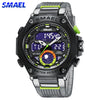 SMAEL Sport Digital Watches For Men Alloy Case Dual Display Analog Quartz Watch Sports Student Stopwatch Electronic Wristwatch