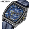 MEGIR Luxury Watch For Men Quartz Sport Waterproof Chronograph Man Watches Military Fashion Leather Strap Wristwatch Male Clock