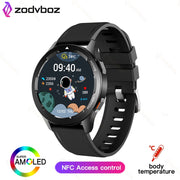 Zodvboz NFC Smart Watch 2022 New Men Business Smartwatch Long Battery Endurance Bluetooth Call Body Temperature Fitness Bracelet