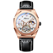 CHENXI Skeleton Watch Men Mechanical Leather Waterproof Clock Man Automatic Quartz Moon Phase Wrist Watch Business Male Watches