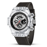 MEGIR Fashion Chronograph Men Watches Transparent Case Silicone Band Sport Wristwatch Top Brand Luxury Quartz Clock with Date