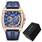 MEGIR Luxury Watch For Men Quartz Sport Waterproof Chronograph Man Watches Military Fashion Leather Strap Wristwatch Male Clock