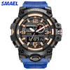 SMAEL Mens Sports Watches Waterproof Military LED Digital Quartz Watch Men Electronic Wristwatch Fashion Student Alarm Stopwatch