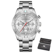 MINI FOCUS Luxury Gold Watch Fashion Sport Quartz Wristwatch Stainless Steel Male Military Waterproof Relogio Masculino