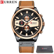 CURREN New Leather Chronograph Sport Mens Wrist Watch Casual Quartz Watch For Men Brand Automatic Date Blue Clock