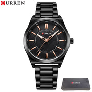 CURREN 2022 Classic Black Business Wristwatch Luxury Stainless Steel Casual Quartz Watch for Men Gifts Waterproof Brand Clock